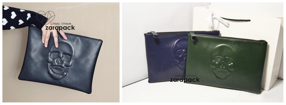 Designer 3D Skull PU Leather Clutch women handbag 2 Handle Straps Purse Shoulder Bag IT BAG