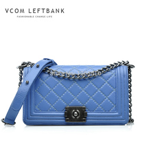 Left bank women’s genuine leather handbag fashion plaid 2014 small chain bag messenger bag vintage
