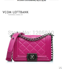 Left bank women s genuine leather handbag fashion plaid 2014 small chain bag messenger bag vintage