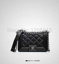 Left bank women s genuine leather handbag fashion plaid 2014 small chain bag messenger bag vintage