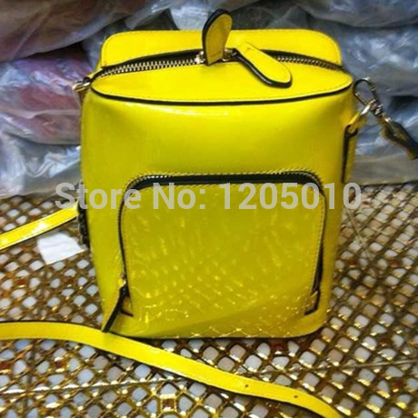 2014 all match candy color patent leather japanned leather one shoulder women s handbag small bag
