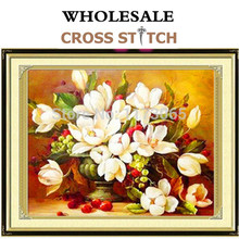 Needlework,DIY DMC Cross stitch,Sets For Embroidery kits, white flowers pattern Counted Cross-Stitching,factory direct sale