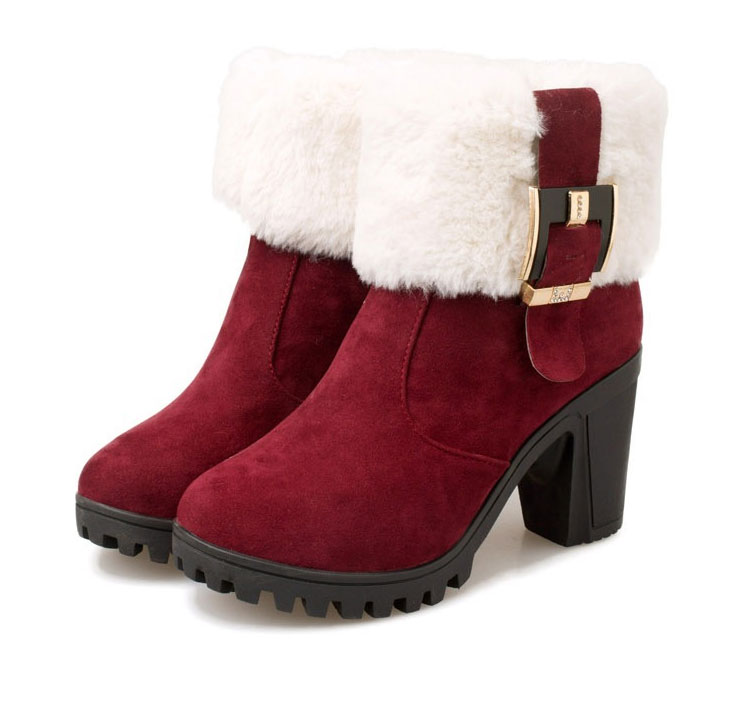 2015 new fashion female artificial fur ankle boots heels women motorcycle boots and women s autumn