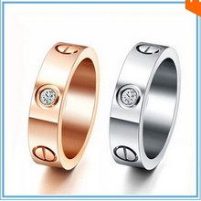 Brand wedding jewelry forever lovers 6mm screw CZ diamond gold rings for men women 18K Gold filled white / rose gold color 6-13