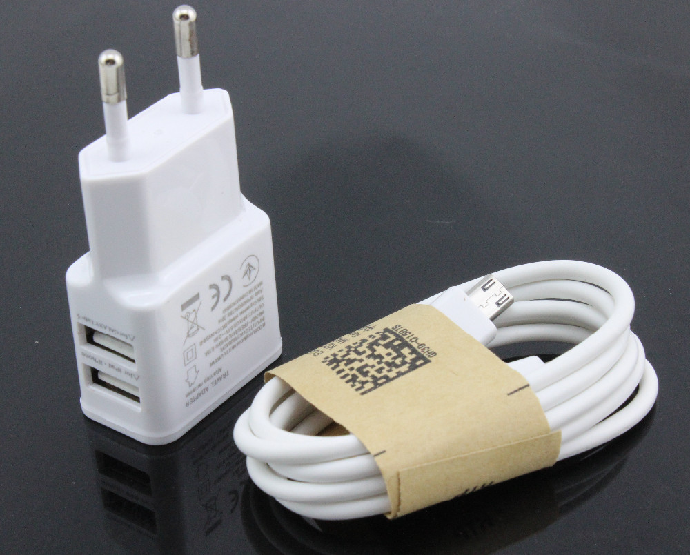 White 1set 1pcs 5V 2ADual USB Wall Charger Adapter EU Plug Power 2 Port 1pcs Micro