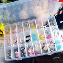 Newest  Storage Case Box Holder Container Pills Jewelry Nail Art Tips 24 Grids  organizer Free shipping &wholesale