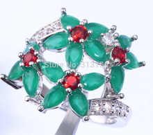 Beautiful Elegant Wholesale Retail Jewelry Emerald Red Ruby Cubic Zirconia Silver Ring Size 6 6 25