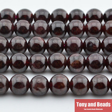 Free Shipping Natural Stone Dark Red Garnet Round Loose Beads 16″ Strand 4 6 8 10 12 MM Pick Size For Jewelry Making No.SAB15