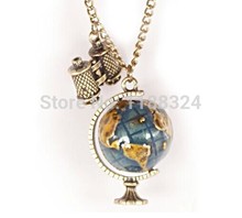 Fashion Vintage Jewelry Globe Telescope Alloy Pendant Necklace for Women 2014 Retro Sweater Accessories