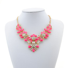 Fashion Brand Jewelry Necklace 2015 Shourouk Rainbow Colar Flower Stone Necklaces Pendants For Women Statement Choker