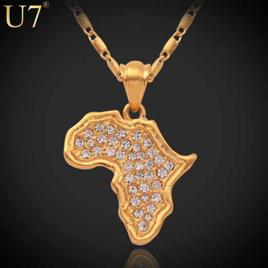 U7 18K Stamp 18K Real Gold Plated African Fashion Jewelry Women Men Gift Trendy Rhinestone Africa