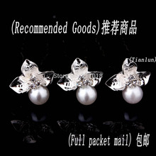 Free Shipping-Wholesale 20pcs Lot Pearl Crystal Rhinestone Flower Hair Pins Clips Women Hair Jewelry