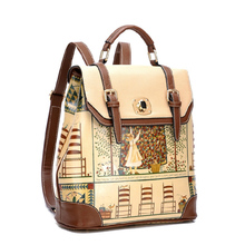 In 3Color 2015 New Leather Printing Student Women Backpacks Vintage Female School Travel Outdoor Fun Sports