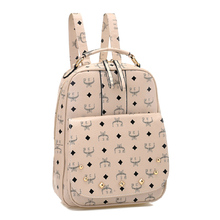 In 5Color 2015 New Casual Leather Student Women Backpacks Vintage Brand Female School Rivet Printing Bags