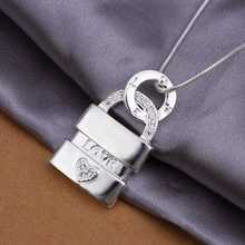 wholesale 2014 New Fashion 925 Sterling Silver  Chain lock and heart Necklaces  Pendants For Women Men jewelry SMTN352
