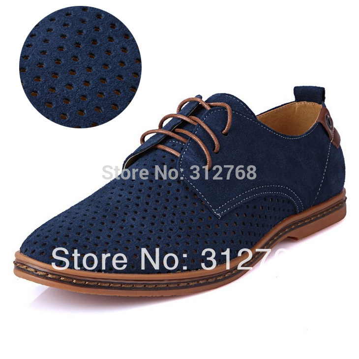 Big size 2015 fashion Men's leather shoes summer breathable sneakers ...
