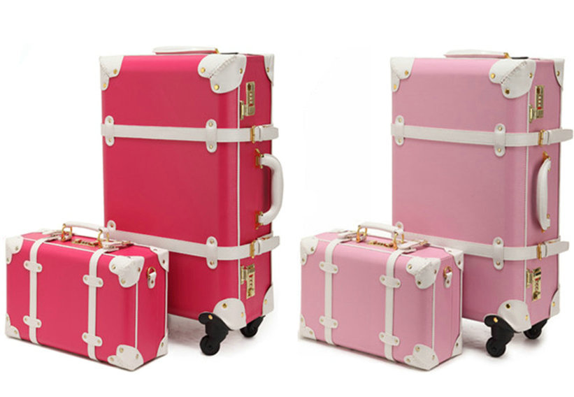 New Women Vintage Luggage Sets PU Leather Travel Suitcase Universal Wheels Trolley Luggage 22 24 inch