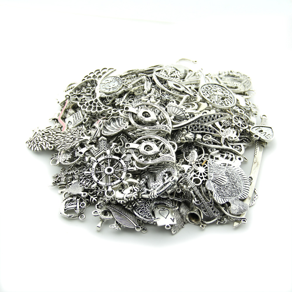 100g 50 80pcs Charm Random Mix Styles Antique Silver Antique Bronze Zinc Alloy DIY Jewelry Accessories