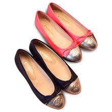 New Arrival 2014 Genuine Leather Casual Flats Shoes Women Round Toe Butterfly Decoration Gommini Mocassin Lady