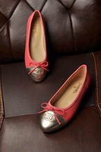 New Arrival 2014 Genuine Leather Casual Flats Shoes Women Round Toe Butterfly Decoration Gommini Mocassin Lady
