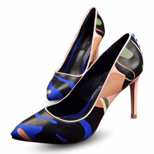 2014 New Fashion Women Pumps Closed Pointed Toe Thick Heel Genuine Leather Party Pumps Design Dress