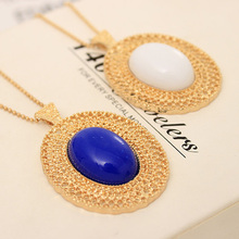 Free Shipping 10 mix order 2014 New Fashion Vintage Jewelry oval cutout necklace female long lovers