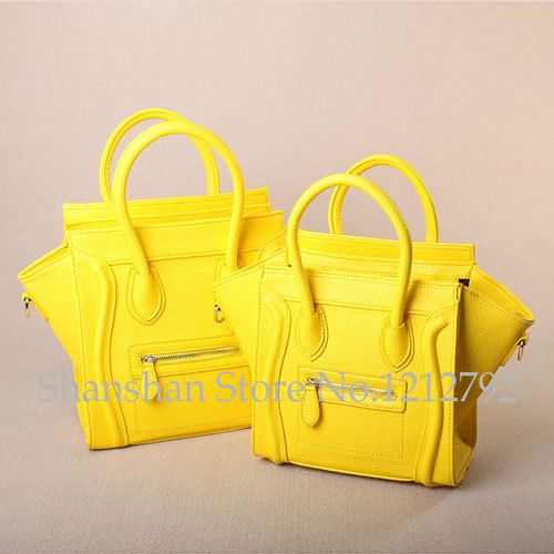 2015 Solid Color Classic Smiley Small Tote Cross Body Women yellow Bag Smile Face Luxury Celebrity