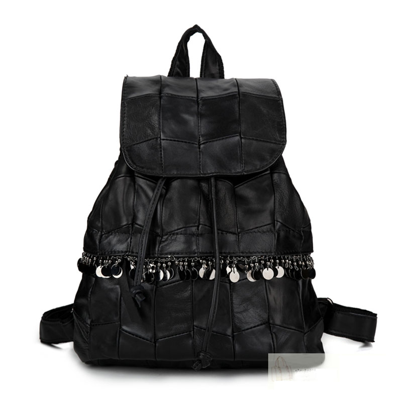 Fashion paillette 2014sheepskin backpack women s school bags