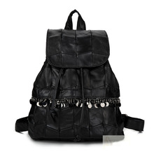 Fashion paillette 2014sheepskin backpack women’s patchwork handbag all-match bag
