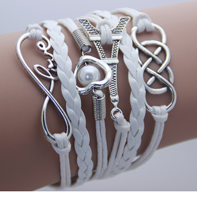2014 new Fashion jewelry leather Double infinite multilayer bracelet factory price wholesales