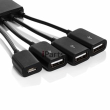 4 in 1 Micro USB Charge OTG Hub Host Adapter Cable with Three USB 2 0