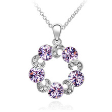 18K Gold Plated Rhinestone Crystal Luxury Round Love Flower Necklaces Pendants Fashion Jewelry for women Z4005