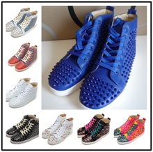 2014 new LOUIS SPIKES WOMEN S FLAT France luxury red bottom female fashion sneakers patent leather
