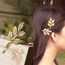New Fashion lovely leaves GOLDEN BRONZE SILVER Tone Metal Punk hair pin Clip