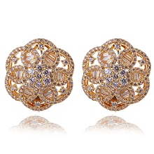 2015 Earings Flower Earrings18k Plated with Top Quality of Cubic Zircon Allery Free Propose Marriage Gifts