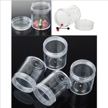 10 pcs/lot 2014 New Round Transparent Plastic Box Jewelry Box Cosmetic Pill Tool Kit Case Storage Container Organizer