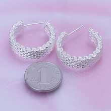 Free shipping 925 sterling silver jewelry earring fine thick net stud earring wholesale and retail SMTE082