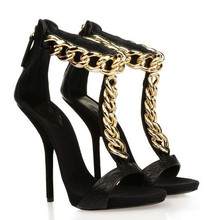 Gold Leaves High Heel Buckle Strap Fashion Women Party Shoes Ladies Summer Plus Size Sandals 2014