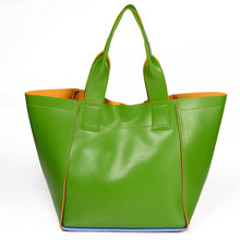 Women color edge bag Green tote handbag Big designer bags High Quality Soft With Blue Bottom Bags TCB11403 Free Shipping