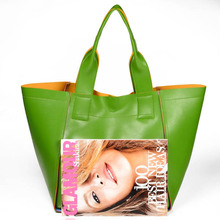Women color edge bag Green tote handbag Big designer bags High Quality Soft With Blue Bottom
