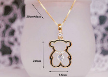 Fashion Lovely Bear Necklace Women Crystal Gold Silver Plated Free shipping