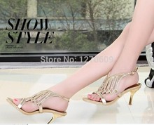 2014 rhinestone high-heeled sandals diamond sandals female plus size female open toe sandals shoes