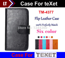 Six colors optional 2014 new item Flip Leather cover case for teXet TM-4377 smartphones case+Card Holder fresh style