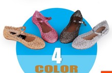 2014 New Arrival Womens Crystal Jelly Sandals Female flat heel sandals shoes bird s nest shoes