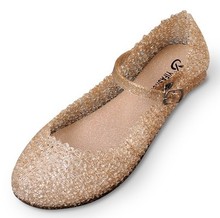 2014 New Arrival Womens Crystal Jelly Sandals Female flat heel sandals shoes bird s nest shoes
