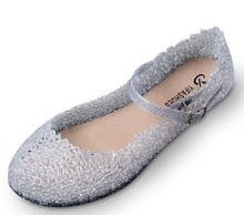 2014 New Arrival Womens Crystal Jelly Sandals Female flat heel sandals shoes bird s nest shoes