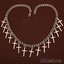 Women Fashion Jewelry Elegant Hollow Yellow Gold Filled Crosses Pendant Necklace 1OBP