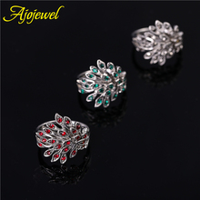 2014 brand jewelry 18k white gold plated cute vintage retro rhinestone phoenix black rings for women