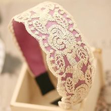 Wide Lace Flower Headband for Women Lace Rose Color Ribbon Hairband Lady s Wide Hair Accessories