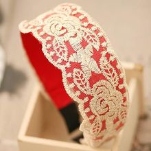 Wide Lace Flower Headband for Women Lace Rose Color Ribbon Hairband Lady s Wide Hair Accessories